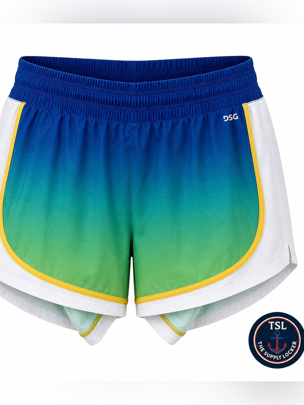 DSG Stride High Rise Shorts Women’s L Blue Ombre Athletic Running NWT